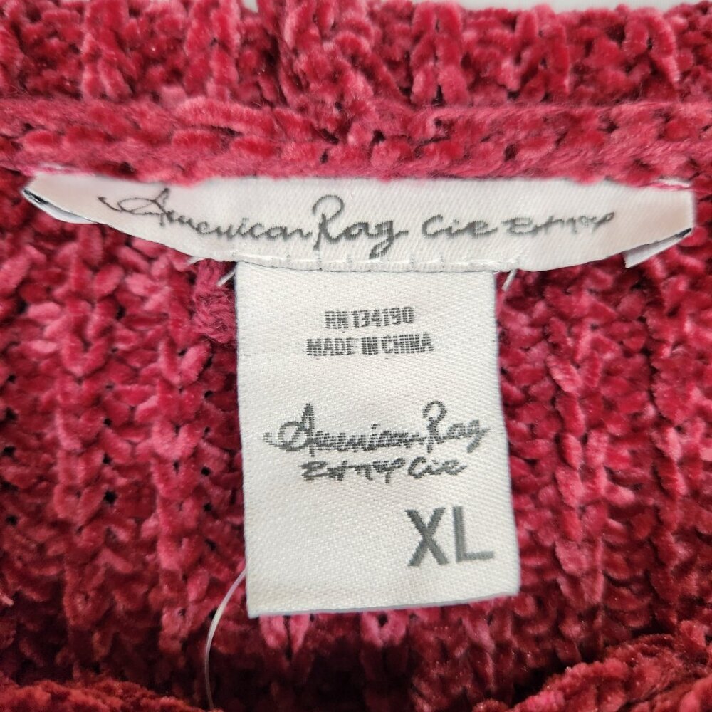 NWT American Rag Hooded Sweater Women's XL Burgundy Maroon Soft Cozy Chenille - Picture 6 of 8